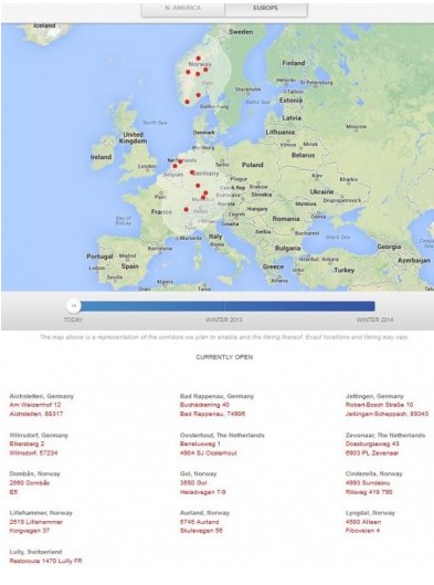 特斯拉超級充電站在德國的布局